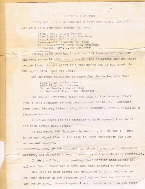 1954-1955 Mountian View Home Demonstration Club