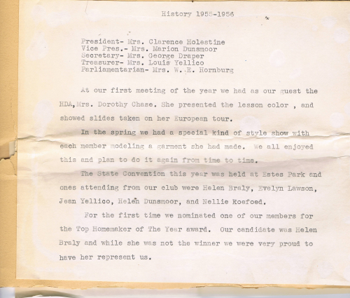1955-1956 Mountain View Home Demonstration Club