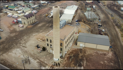 Ariel View of the Boiler House  Wax Plant  and eastern section of the former property. Taken Winter 2022 via Mini 2 drone